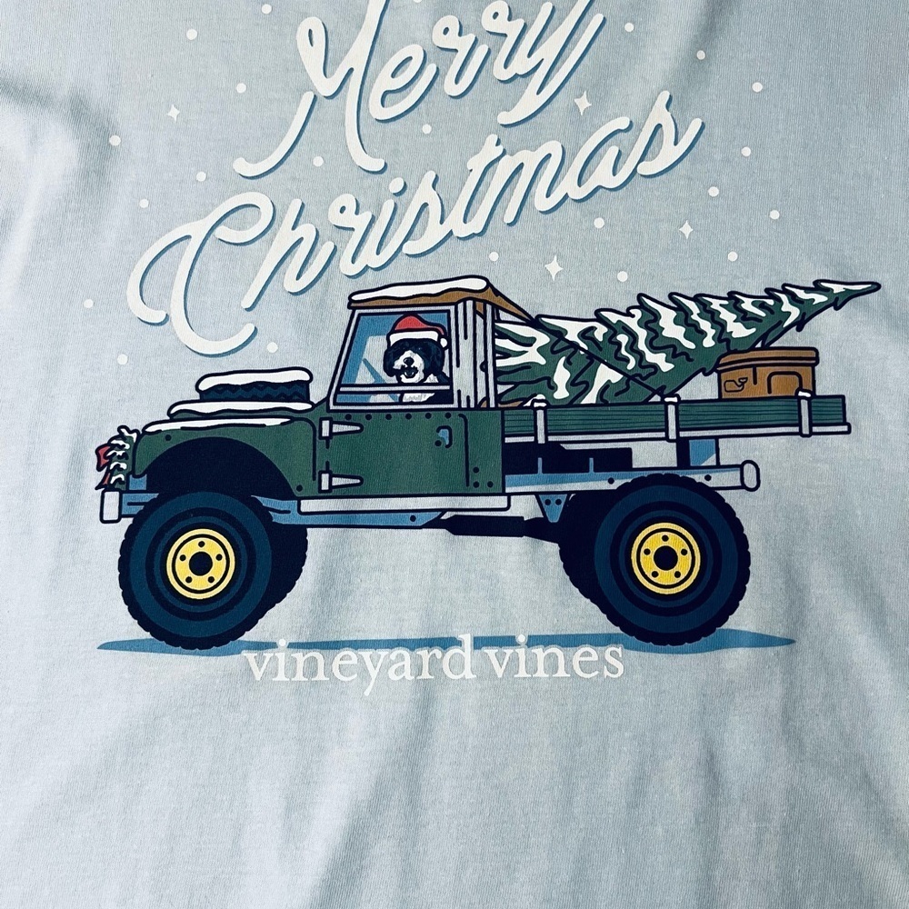 Vineyard Vines Men’s Light Blue Long Sleeve Christmas Theme Tee Size Large - Picture 8 of 9
